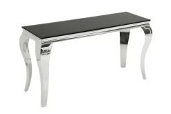Eleganter Konsolentisch MODERN BAROCK 145cm schwarz Opalglas Edelstahlbeine