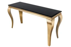 Eleganter Konsolentisch MODERN BAROCK 145cm schwarz gold Opalglas Edelstahlbeine