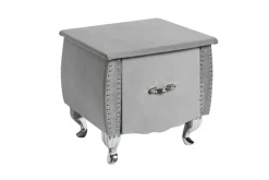 Eleganter Nachttisch EXTRAVAGANCIA 50cm silbergrau Samt Nachtkommode mit Schublade