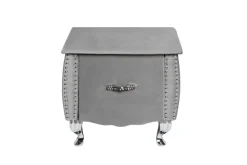Eleganter Nachttisch EXTRAVAGANCIA 50cm silbergrau Samt Nachtkommode mit Schublade