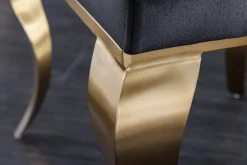 Eleganter Stuhl MODERN BAROCK schwarz Samt goldene Stuhlbeine aus Edelstahl