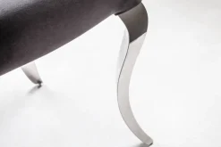 Eleganter Stuhl MODERN BAROCK schwarz Samt mit Knöpfen Edelstahlbeine