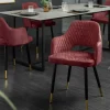 Eleganter Stuhl PARIS bordeaux Vogue Seidenstoff Samt goldene Fußkappen und Armlehnen