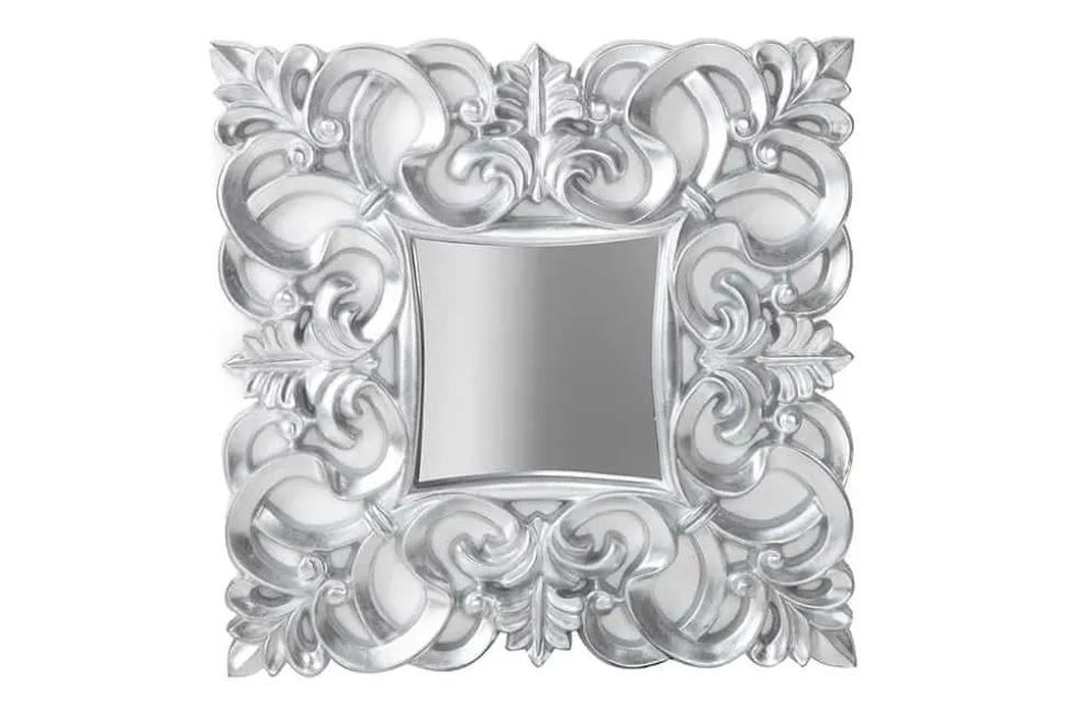Eleganter Wandspiegel VENICE 75x75cm silber antik Barockstil