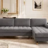 Elegantes Ecksofa COZY VELVET 260cm grau Samt Federkern 3-Sitzer