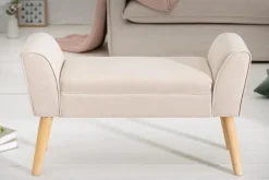 Elegante Sitzbank SCARLETT 90cm beige mit Armlehnen