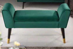 Elegante Sitzbank SCARLETT 90cm smaragdgrün Samt mit Armlehnen