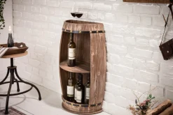 Elegantes Regal BODEGA 79cm natur Pinie halbes Weinfass Shabby Chic