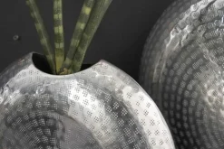 Elegantes Vasen 2er Set ORIENTAL 44cm silber im Grid Hammerschlag Design
