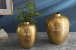 Elegantes Vasen 2er Set ORIENTAL 32cm gold im Rice Hammerschlag Design