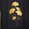 Elegante Wanddeko GINKGO 110cm gold in filigraner Blattform