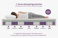 Ergonomische Boxspringmatratze CLOUD FLEX 160x200cm Tonnentaschenfederkern 7-Zonen