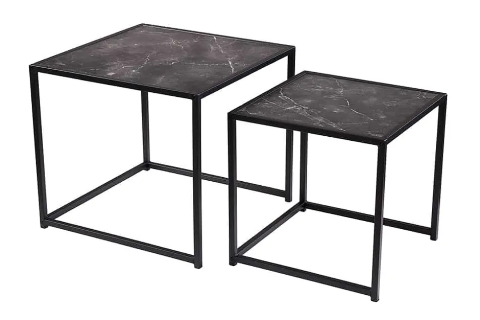 2er Set Beistelltische SLIM LINE 50cm graphit Metall Couchtische