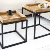 2er Set Beistelltisch SERVITEUR 50cm natur Mangoholz schwarzes Metallgestell Couchtische massiv