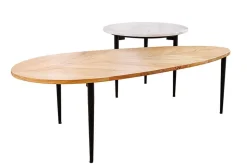 2er Set Couchtische ADLON 110cm natur weiß Akazienholz Marmor schwarz Metall