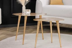 2er Set Couchtisch ELEMENTS 50cm gold Metall Handarbeit