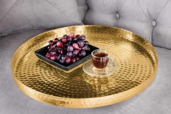 2er Set Runde Couchtische ELEMENTS 60cm gold schwarz Metall Tabletttisch Beistelltisch handmade