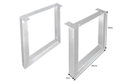 2er Set Tischgestell U-FRAME 70cm Edelstahl gebürstet matt Tischbeine Kufe Esstisch