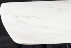 Esstisch MILANO 180cm weiß Marmor Keramik schwarzes Metallgestell