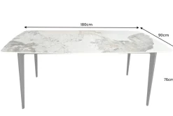Esstisch MILANO 180cm weiß Pandora Keramik schwarzes Metallgestell
