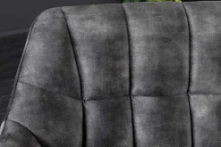 Esszimmer Sitzbank PAPILLON 165cm grau Samt mit Rückenlehne schwarzes Metallgestell