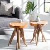 Exklusiver Beistelltisch ROOT 30cm natur Teak Massivholz Hocker Wurzelholz rund