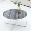 Exklusiver Couchtisch NOBLE 65cm grau echter Marmor rund silber Metall