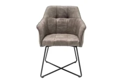 Exklusiver Design Stuhl LOFT Microfaser vintage taupe mit Armlehne