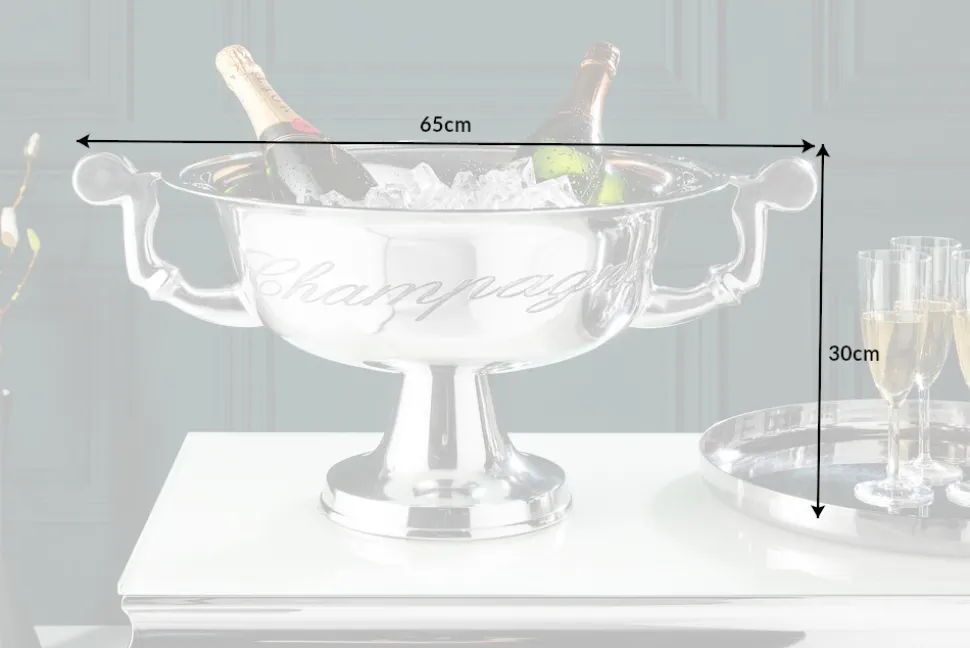 Exklusiver Sektkühler CHAMPAGNE 65cm silber poliert Flaschenkühler