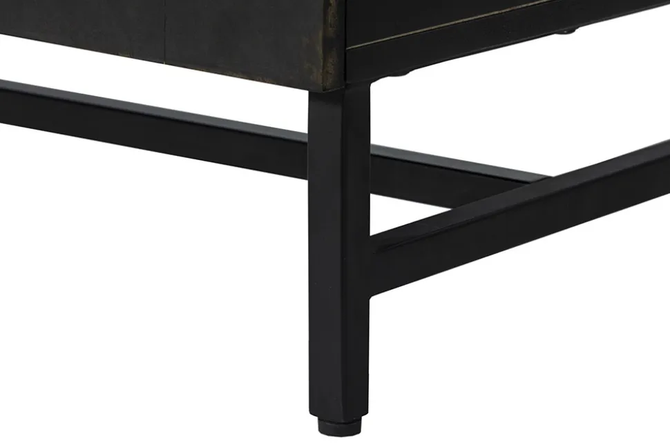 Exklusives Sideboard OXID 180cm schwarz gold massives Mangoholz Metall Soft Close