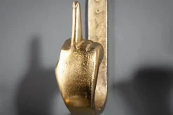 Extravagante Kleiderhaken FINGERS gold Metall-Aluminium 3er Set Wandgarderobe