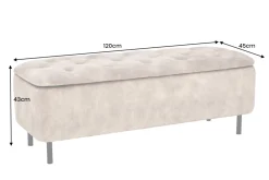 Extravagante Polsterbank EN VOGUE 120cm grün Samt mit Stauraum schwarze Metallbeine