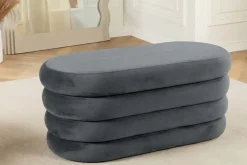 Extravagante Polsterbank VOGUE 85cm grau Samt Sitzbank mit Stauraum