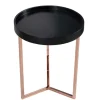 Extravaganter Beistelltisch MODULAR 40cm matt schwarz kupfer rund inkl. Tablett