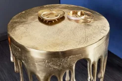 Extravaganter Beistelltisch LIQUID LINE 50cm gold Tropfen-Design Metall Aluminium rund