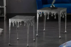 Extravaganter Couchtisch LIQUID LINE L 46cm silber Tropfen-Design