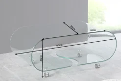 Extravaganter Glas Couchtisch FANTOME 90cm transparent
