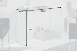 Extravaganter Glas Konsolentisch FANTOME 100cm transparent Schreibtisch Ganzglastisch