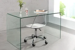 Extravaganter Glas Schreibtisch FANTOME 120cm transparent Esstisch Ganzglastisch