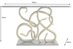 Extravaganter Konsolentisch WILDLIFE SNAKE 115cm schwarz gold Marmor Schlange Skulptur