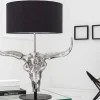 Extravagante Tischlampe EL TORO 68cm schwarz Stierkopf Tischleuchte