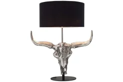 Extravagante Tischlampe EL TORO 68cm schwarz Stierkopf Tischleuchte
