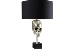 Extravagante Tischlampe SKULL 56cm schwarz silber Metall Totenkopf Skulptur Leuchte