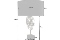 Extravagante Tischlampe SKULL 56cm schwarz silber Metall Totenkopf Skulptur Leuchte