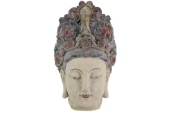 Figur BUDDHA HEAD 45cm mehrfarbig handmade Deko-Kopf Blumengöttin