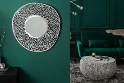 Filigraner Couchtisch LEAF 80cm silber Metall handmade Blatt-Design