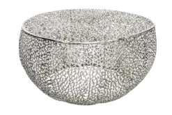 Filigraner Design Couchtisch ABSTRACT LEAF 80cm silber Handarbeit
