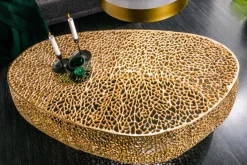 Filigraner Design Couchtisch ABSTRACT LEAF 130cm gold Handarbeit