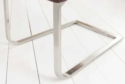 Freischwinger Stuhl SAMSON dark coffee Edelstahlrahmen mit Komfortgriff