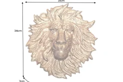 Goldene Wanddeko WILDLIFE LION 35cm gold Metall Löwenkopf-Skulptur handmade